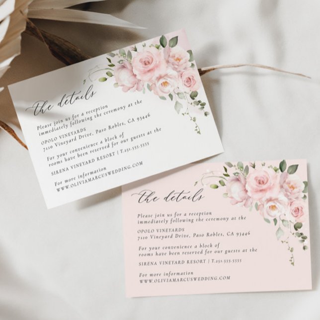 Informações Cartão de Gabinete de Detalhes do Casamento Floral (Details Card 2 Colors)