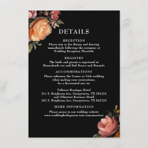 Informações Cartão de Gabinete de Detalhes do Casamento Floral