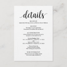 Cartão de Gabinete de Detalhes do Casamento Negro 