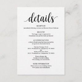 Informações Cartão de Gabinete de Detalhes do Casamento Negro 