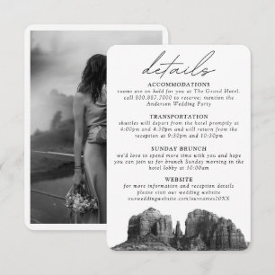 Informações Cartão de Gabinete de Detalhes do Casamento Sedona
