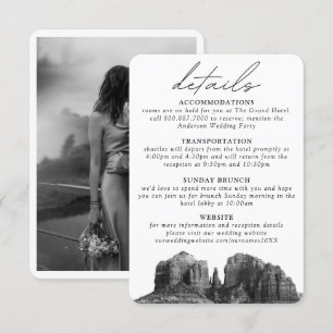 Informações Cartão de Gabinete de Detalhes do Casamento Sedona