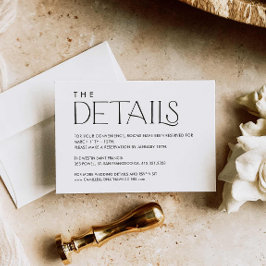 Informações Cartão de Gabinete de Detalhes Mínimos de Casament