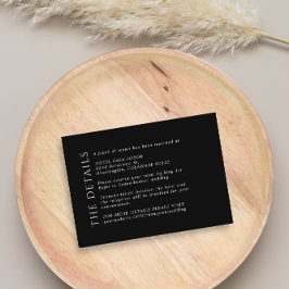 Informações Cartão de Gabinete de Detalhes Pretos para Casamen