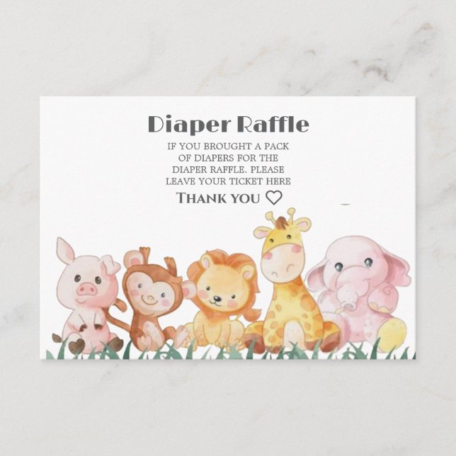 Informações Cartão de Gabinete de Pedido de Fralda de Raffle e (Frente)