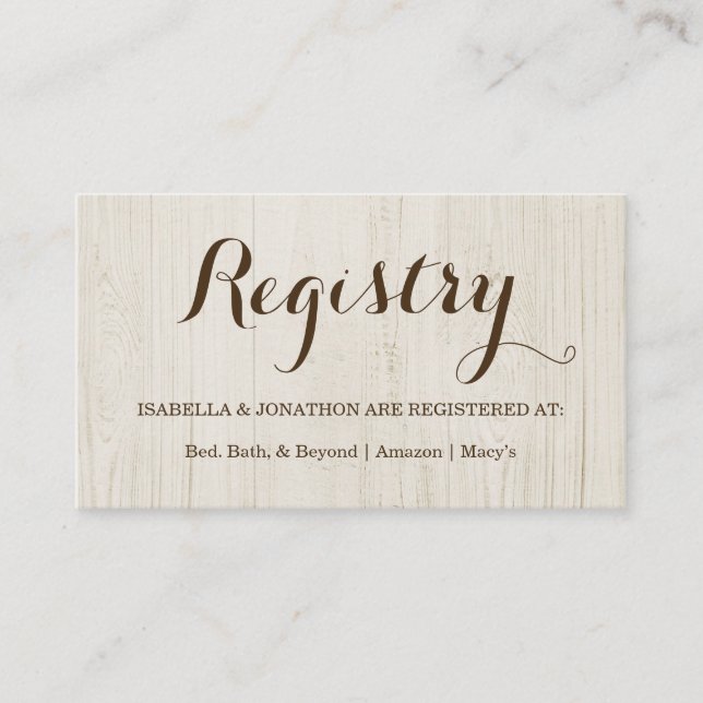 Informações Cartão de Gabinete de Registro do Gift (Frente)