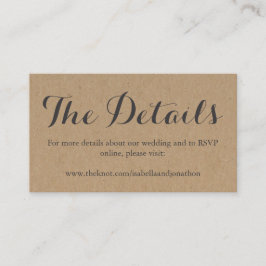 Informações Cartão de Gabinete de Site de Casamento | Rustic K