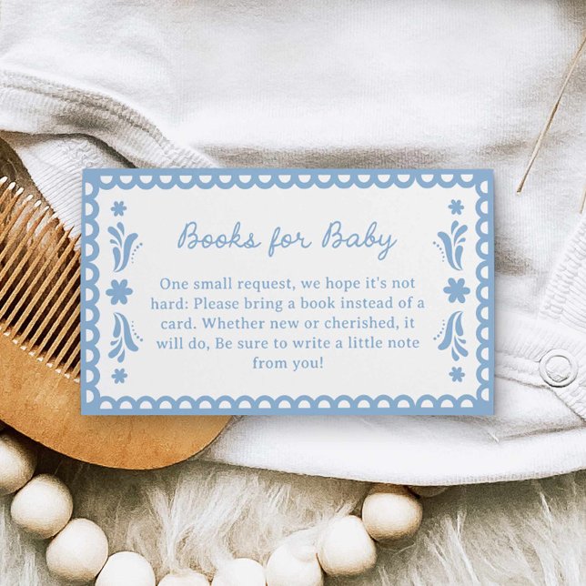 Informações Cartão de gabinete de solicitação de livro Azul Pa (Blue Papel Picado Baby Shower books for baby card)