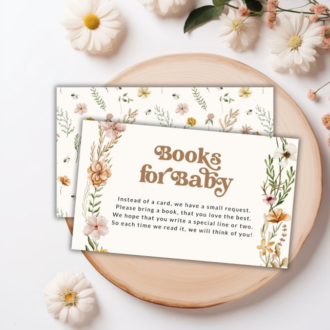 Informações Cartão de Gabinete de Solicitação de Livro de Chá  (Wildflower Baby Shower Book Request Enclosure Card)