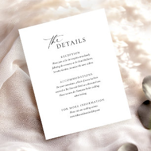 Informações Cartão de Gabinete Detalhes do Casamento Branco Pr