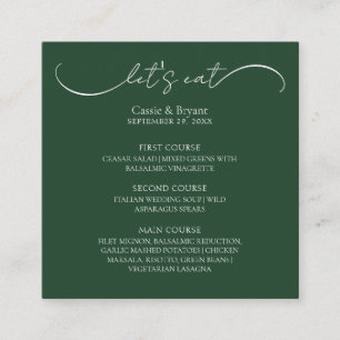 Informações Cartão de Gabinete Elegante Emerald Green Wedding 