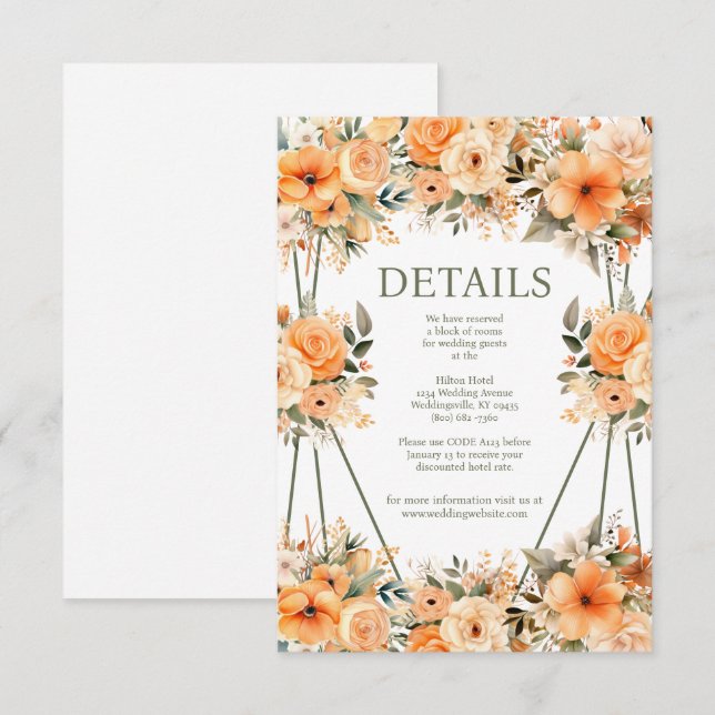 Informações Cartão de Gabinete Pormenores de Casamento de Peac (Frente/Verso)