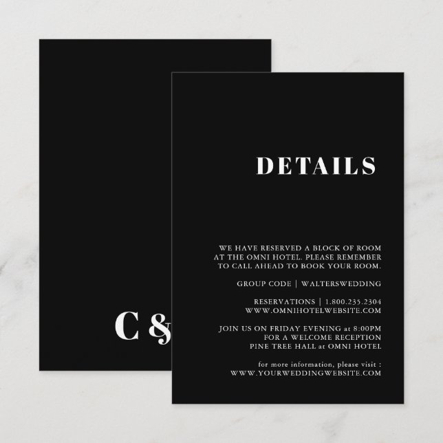 Informações Cartão de gabinete preto e branco Elegante e Trend (Frente/Verso)