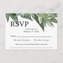 Cartão de gabinete RSVP de Casamento Eucalyptus Gr