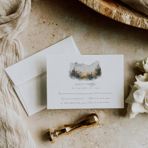 Informações Cartão de Gabinete RSVP de Casamento Florestal Woo