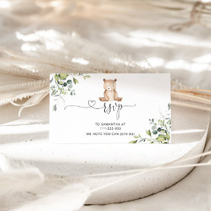 Informações Cartão de gabinete RSVP de urso Eucalyptus