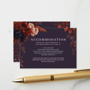 Informações Cartão de Hospedagem Floral de Casamento Burgundy