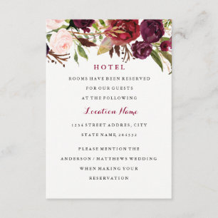 Informações Cartão de Hotel de Casamento Floral Vermelho Borgo