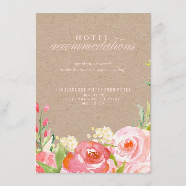 Informações cartão de hotel FLORES EM CASCATA RÚSTICO KRAFT (Frente)