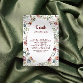 Informações Cartão de inclusão de casamento com flores pastéis