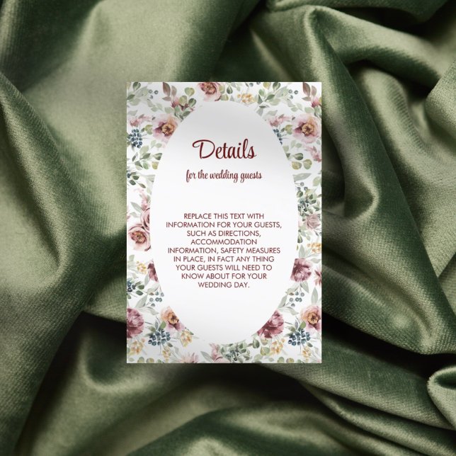 Informações Cartão de inclusão de casamento com flores pastéis (Criador carregado)