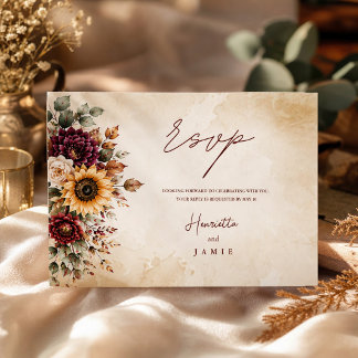 Informações Cartão de inclusão de casamento de girassol de Bor