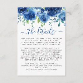 Informações Cartão de Inclusão de Casamento Floral Azul Marinh