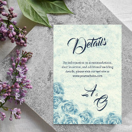 Informações Cartão de inclusão de casamento floral azul românt