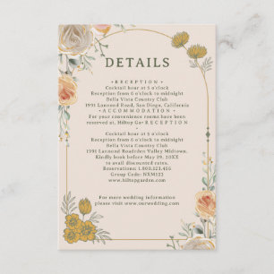 Informações Cartão de Inclusão de Casamento Floral Dourado Pas