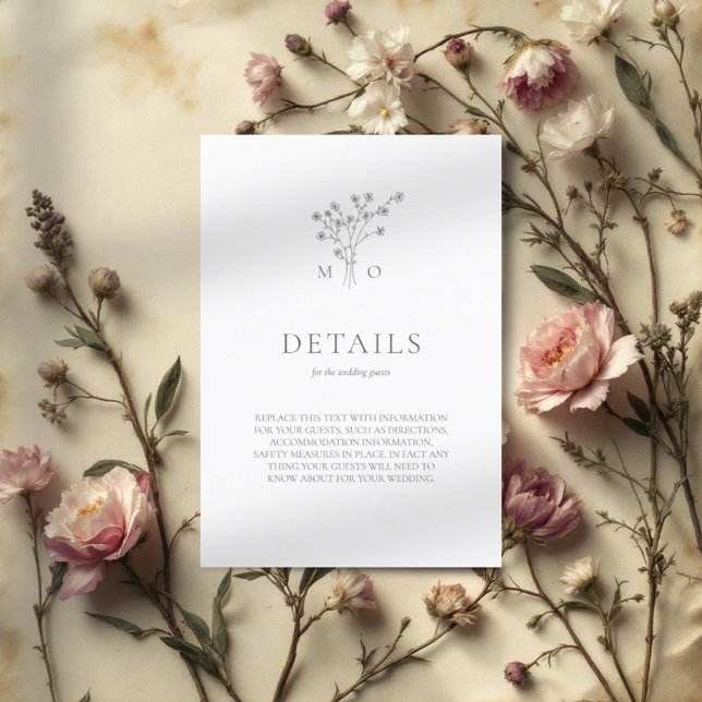 Informações Cartão de inclusão de flores de buquê de casamento (Criador carregado)