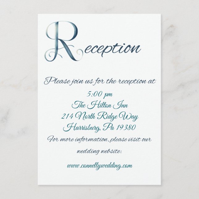 Informações Cartão de inclusão de recepção de casamento grande (Frente)