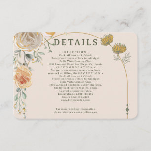 Informações Cartão de Inclusão Floral Dourado Pastel para Casa