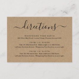 Informações Cartão de Instruções de Direção - Papel Kraft Simp