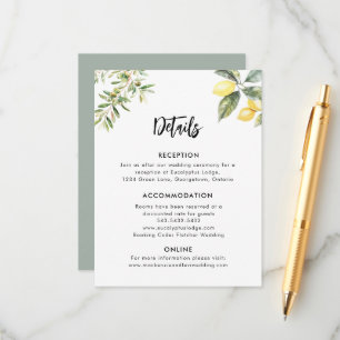 Informações Cartão de Invólucro com Detalhes de Casamento de L