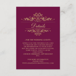 Informações Cartão de Invólucro de Frame do Ouro Burgundy