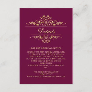 Informações Cartão de Invólucro de Frame do Ouro Burgundy