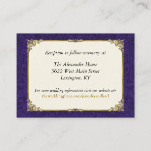 Informações Cartão de Invólucro Dourado de Casamento Roxo e 