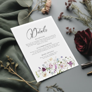 Informações Cartão de Invólucro Elegante de Flores Selvagens