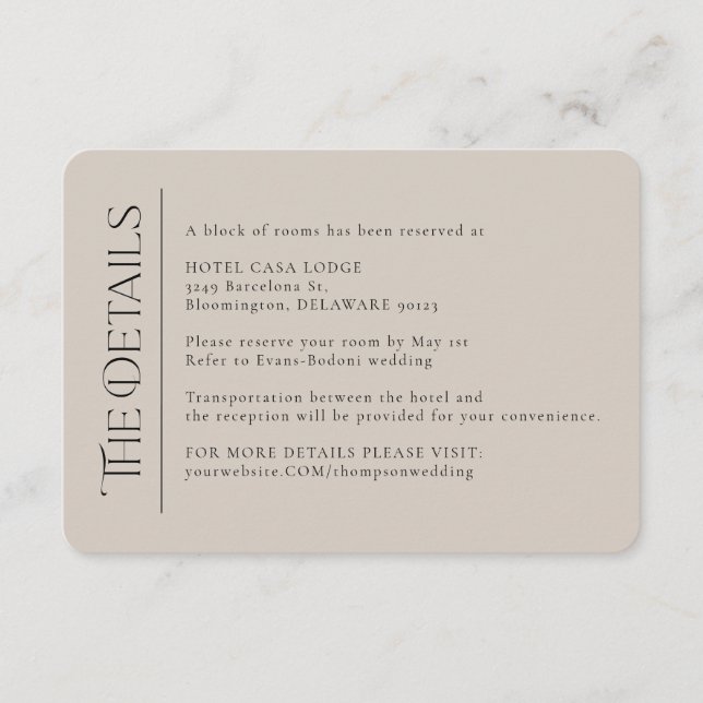 Informações Cartão de Invólucro para Detalhes do Casamento Mod (Frente)