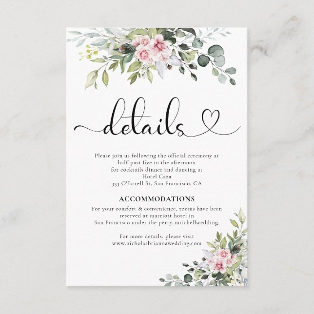 Informações Cartão de Invólucro Rosa Rosa Verde (Frente)