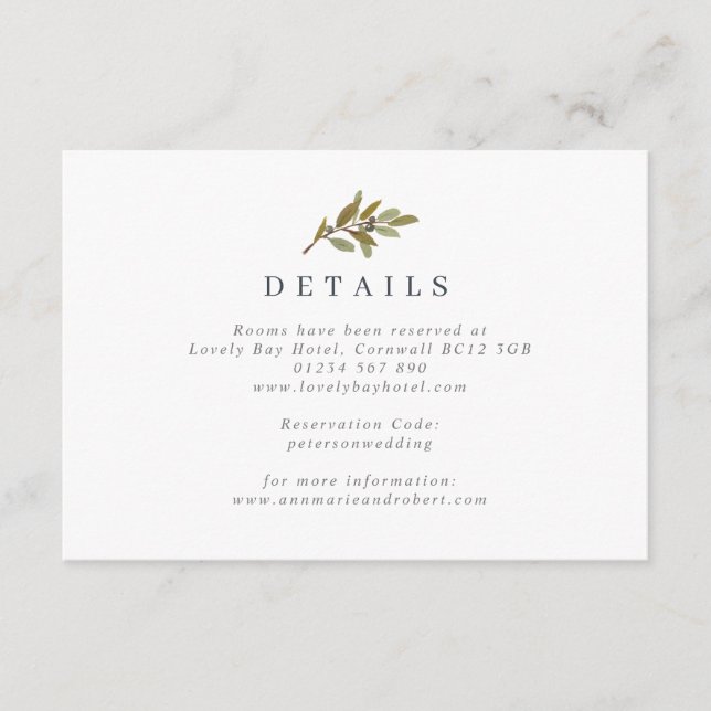 Informações Cartão de Invólucro Rustic Olive Branch (Frente)