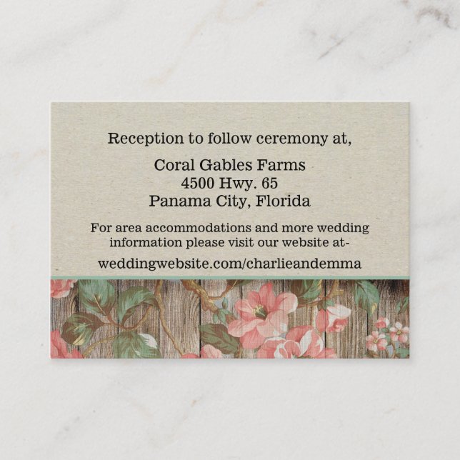 Informações Cartão de Invólucro Rustic Primavera Blossoms (Frente)