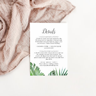 Informações Cartão de Invólucro Selvagem Tropical Palm Details