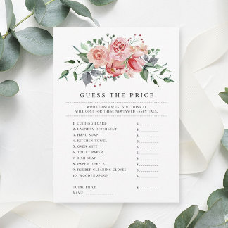 Informações Cartão de Jogo de Adivinhação de Preço para Chá de