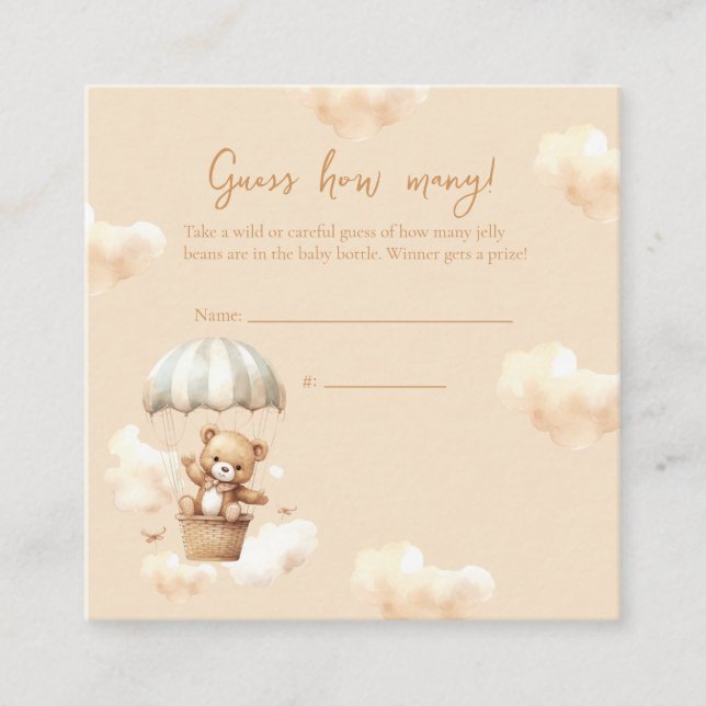 Informações Cartão de Jogo de Adivinhação Neutro de Urso de Te (Frente)