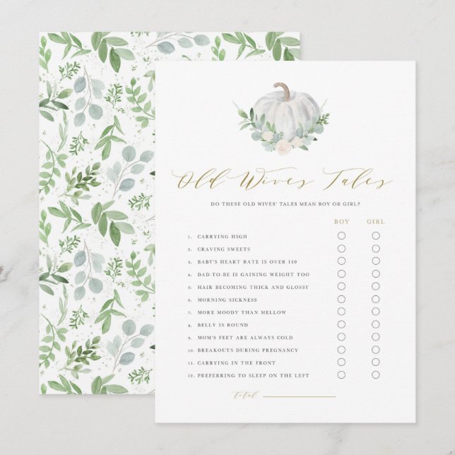 Informações Cartão de Jogo de Pumpkin Branco Velho Esposas Vel (Frente/Verso)