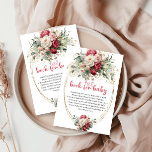 Informações Cartão de Livro Floral Branco Dourado Borgonha Mod