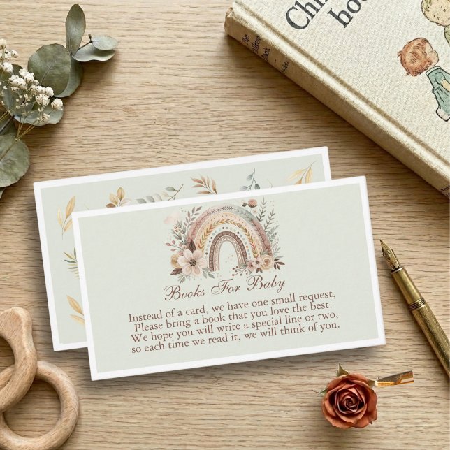 Informações Cartão de Livros Boho Arco-íris e Flores para Bebê (Criador carregado)