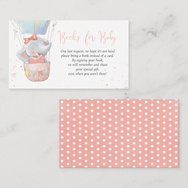 Informações Cartão de Livros de Menina Elefante Fofo para Bebê (Frente/Verso)