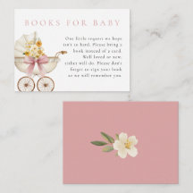 Cartão de Livros para Bebê Blush para Chá de Bebê 